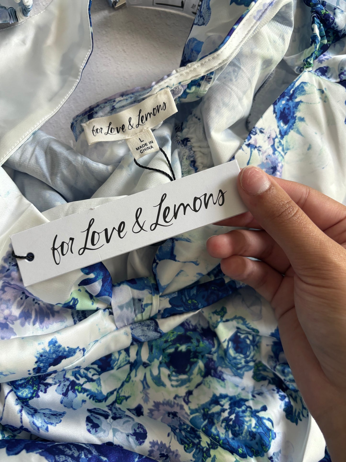 For Love & Lemons Hyacinth Printed Ruched Mini Dress